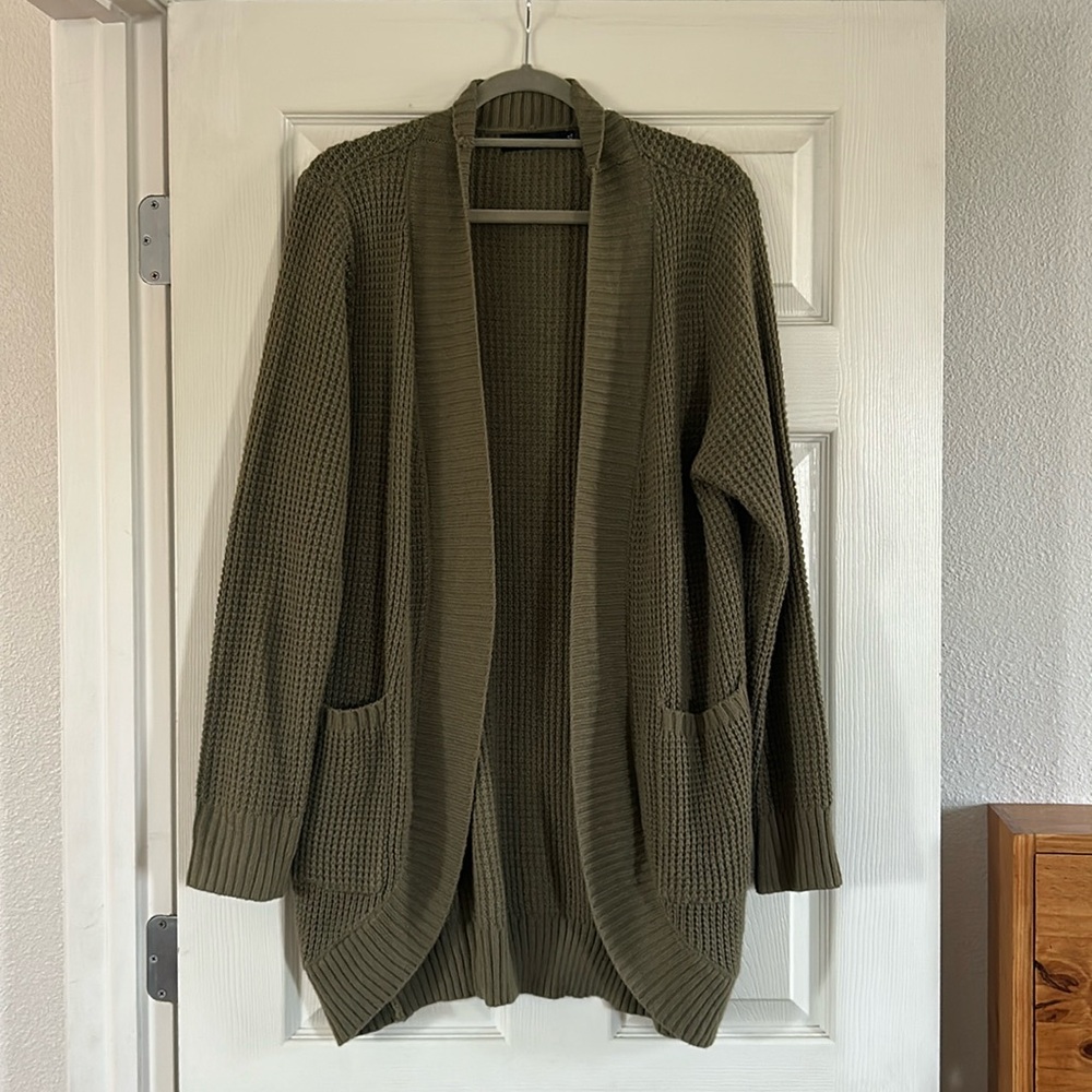 Army green cardigan
